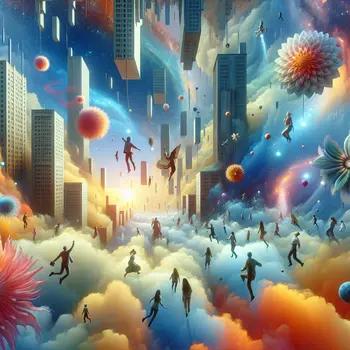 In my dream, gravity reversal flipped buildings skyward, people floated, laughing joyfully. In my dream, gravity reversal flipped buildings skyward, people floated, laughing joyfully.