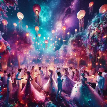 In my dream, a whimsical wedding unfolds under shimmering stars and laughter. In my dream, a whimsical wedding unfolds under shimmering stars and laughter.